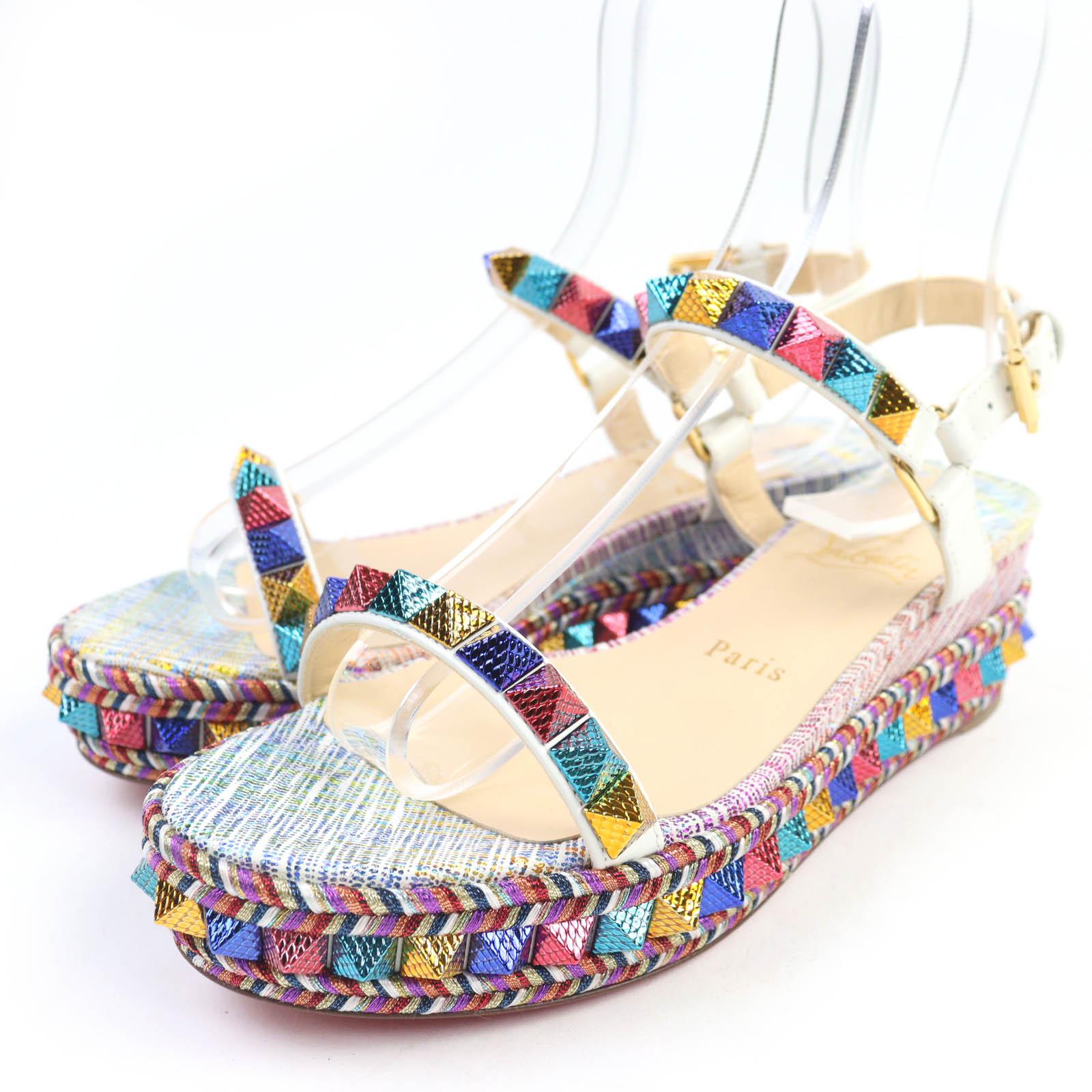 

Christian Louboutin Sandals PYRACLOU Leather ankle strap multicolor Women 37 Used