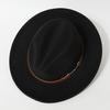 Fashionable spring and summer new wool felt hat with flat brim and wide brim, British retro jazz hat, black wool western cowboy hat