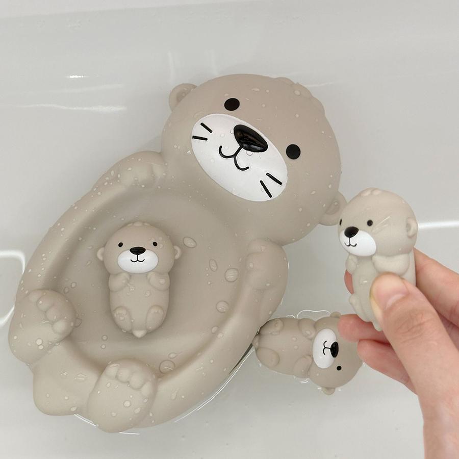 4-teiliges Set Otterfamilie Badespielzeug Baby Badezimmer Spiele PVC Kinder Badewannenspielzeug Für Eltern-Kind Otter versiegelt Schwimmendes Wasser Geschenke