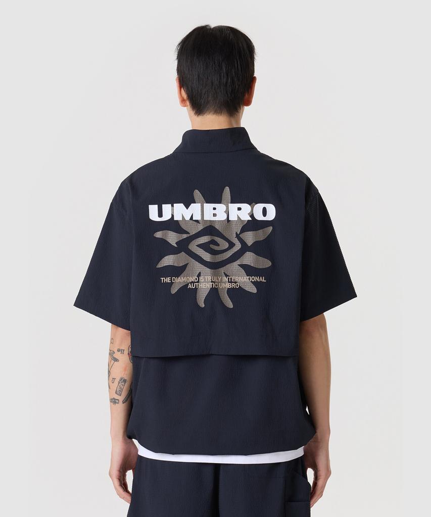 Umbro Seersucker Short Sleeve Stand Neck Anorak Navy Ur221Cwt63 (A Type)