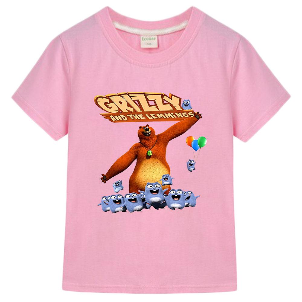 Grizzy and The Lemmings Children's T-Shirt 100% Cotton Graphic Short Sleeve Kids 3-12Y Funny Boys Cute Girls O-Neck Summer Tops  Anime T-shirt
