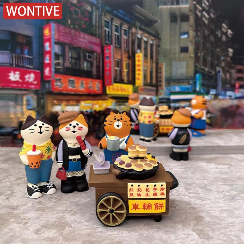 Japanese Ornaments Library Reading Cat Scene Decoration Shooting Props Miniature Resin DIY Birthday Gift Bookshelf Collection