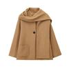 2026 Cappotto di Moda con Temperamento e Sciarpa, Scollo Rotondo, Manica Lunga per Donna