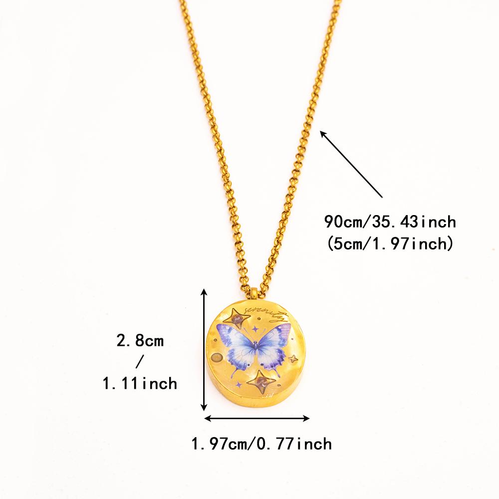 Minimalism Style Gold Color Titanium Steel Round Pendant Bead Chain Necklace Unisex Jewelry Accessories
