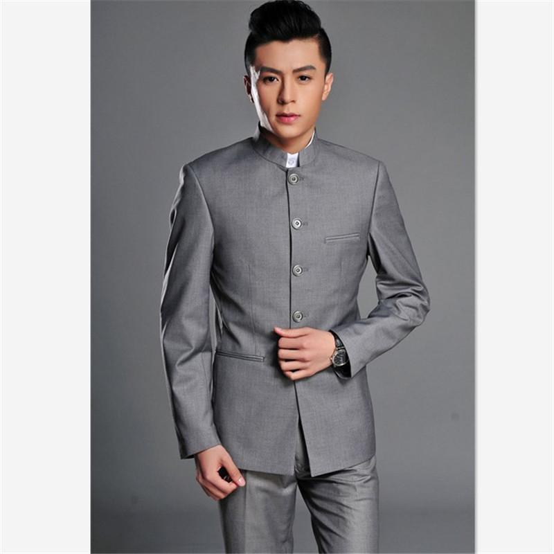 Men's Youth Slim Fit Zhongshan Suit: Stand Collar Casual Chinese Style Wedding Dress 16