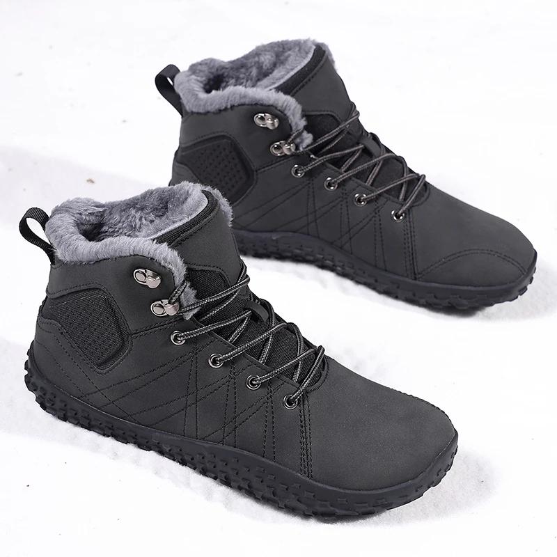 Neue Winter Herrenstiefel Wasserdichte Schneestiefel Outdoor Rutschfest Barfußstiefel Winter Warm Lässige Sneaker Plüsch Warme Baumwollschuhe
