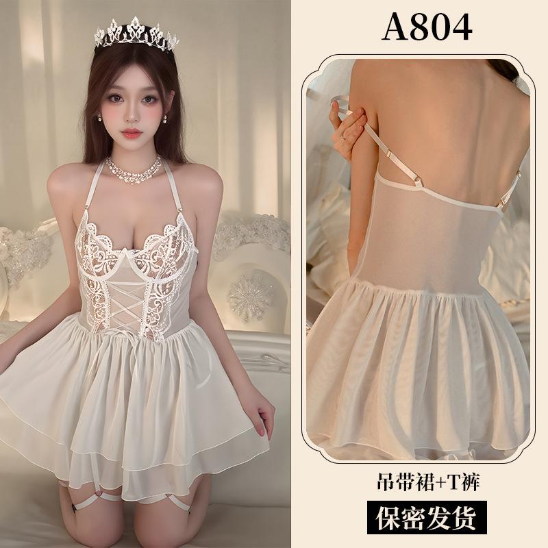 Sex lingerie suspender lace seduction nightdress steel ring gather lace-up pure desire pajamas A sexy flirting