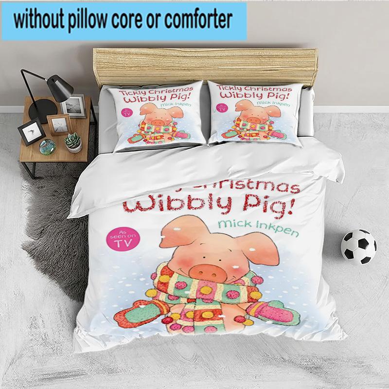 Wibbly Pig Adventure 3PCS Bedding set,Ideal for 1pc Duvet Cover And 2pcs Pillowcases Perfect for Fan gift,Ideal for Bedroom, Dormitory