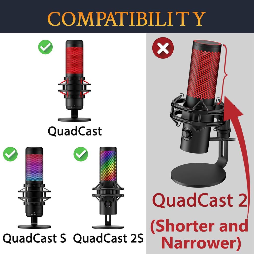 SOULWIT Microphone Foam Cover Pop Filter for HyperX QuadCast QuadCast S QuadCast 2S Wind Screen Replacement Black