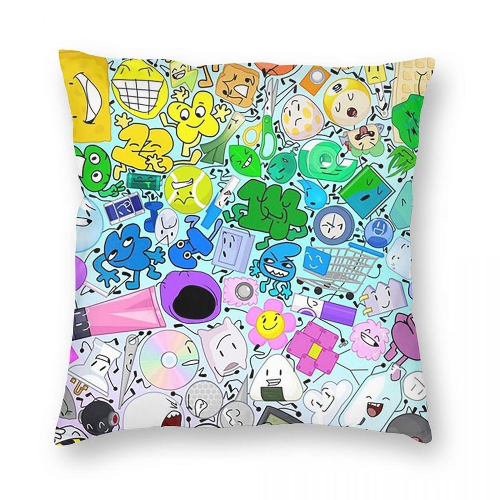 BFDI All Characters Square Pillowcase Pillow Cover Polyester Cushion Zip Decorative Comfort Throw Pillow for Home Living Room