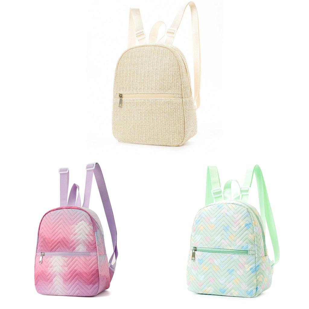 Womens Fashion Heart Print Nylon Backpack With Waterproof Design For Daily Use