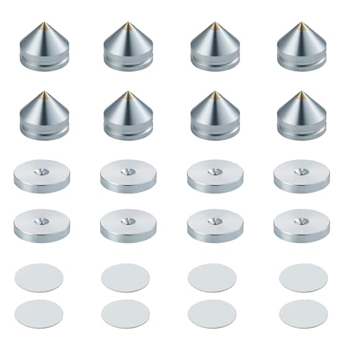 Pailvens Speaker Insulators (8 pieces), Speaker Stands, Metal Spike Stands with 16 Double-Sided Tapes, Improves Audio Quality and Prevents Vibration,