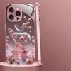 Cherry Blossom For Apple Pattern Pink Metal Paint Tempered Glass Case For iPhone 17 16 15 14 13 12 Pro Max Plus 16E 17Air Cover