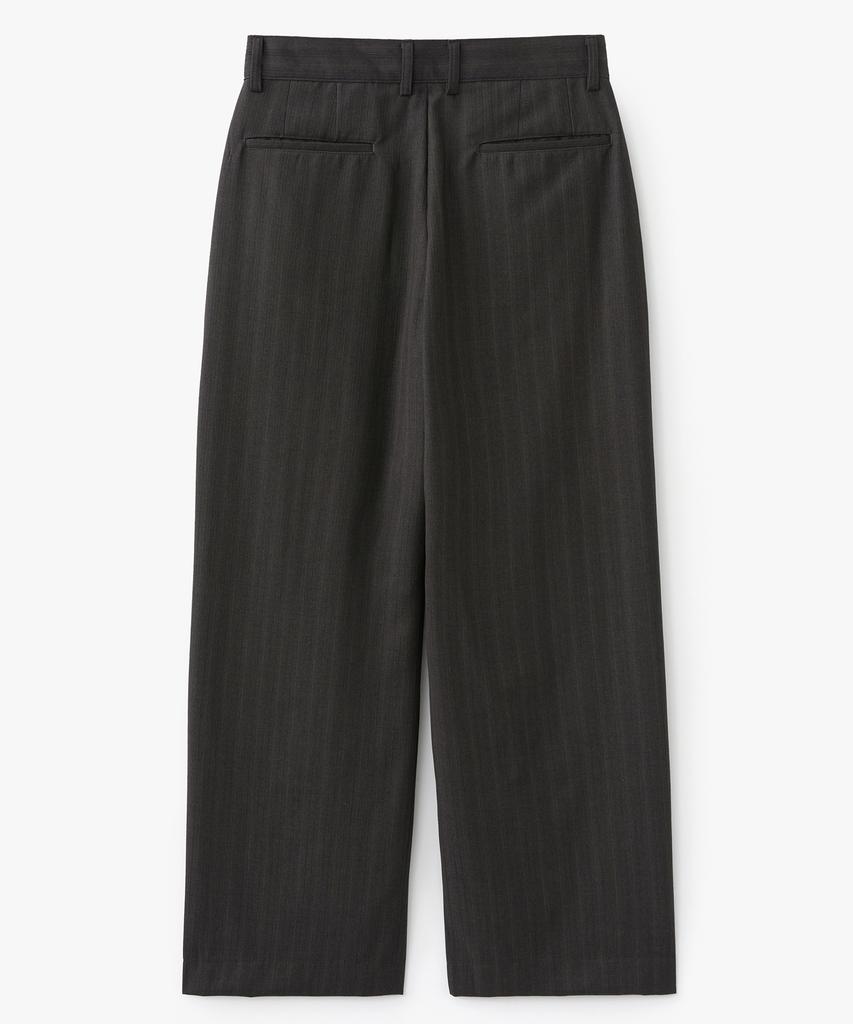 COFWI Melsa Double-Pleat Striped Wide Slacks Dark Gray