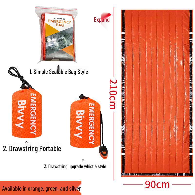 Insulated PE Sleeping Bag for Outdoor Emergencies: Thickened Aluminum Film for Wild Cold Protection and Disaster Relief.