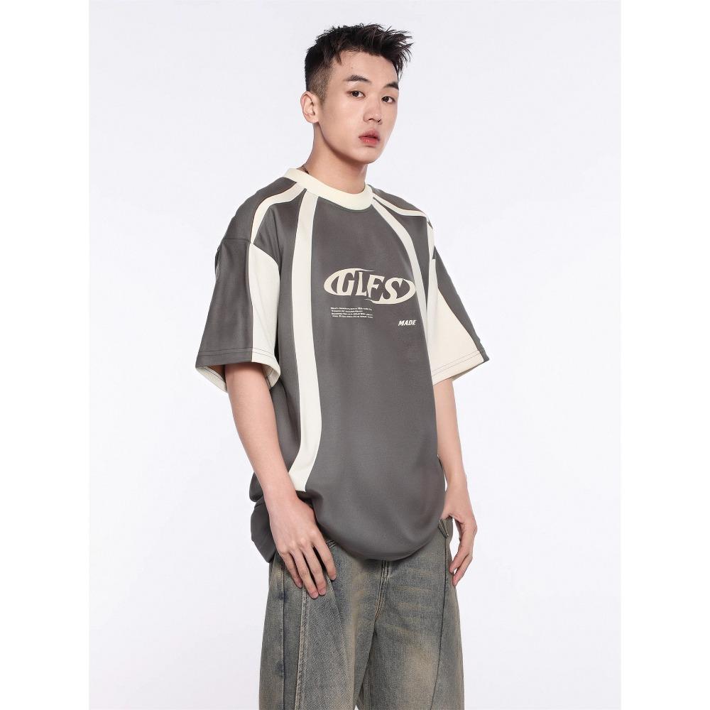 Women's American Vintage Summer T-Shirt, Loose Casual Top with Street-Style Letter Print