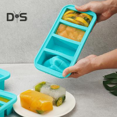 Silicone Freezer Tray with Lid Leak-proof Soup Freezer Container BPA-Free Space-saving Freezing Ice Tray Mold