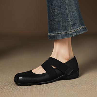 Mode 2025 Nouvelle Mode Femmes Escarpins Chaussures Talon Bas Rétro Cuir Véritable Fête Mary Jane Automne Chaussures Bout Carré Talons Robe Femmes