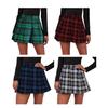 Dámská sukně kostkovaný potisk Vysoký pas Barevně ladící střih do A Volný lem Měkký patchwork Boční zip Zapínání nad kolena Dámská sukně na dojíždění