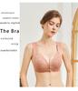 Plus Size Front-Opening Lace Wireless Push-Up Seamless Vest Bra for Women