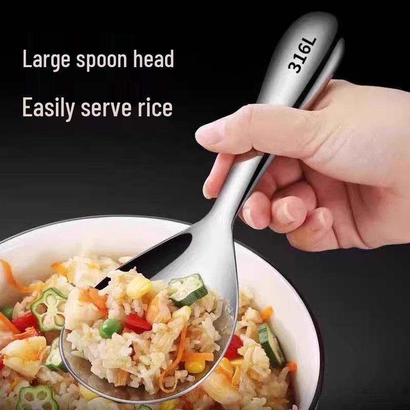 Extra Thick 316 Stainless Steel Non-Stick Rice Serving Spoon and Spatula for Household Use