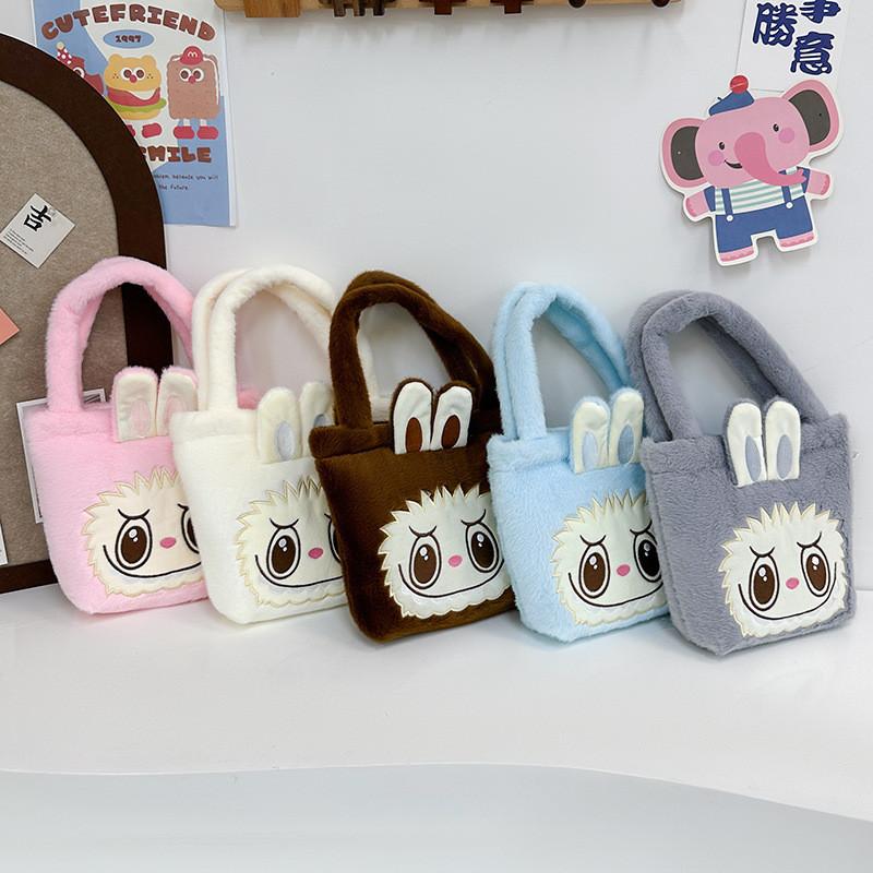 Cute Cartoon Plush Handbag For Kids Large Capacity Lightweight Stylish Nylon Bag