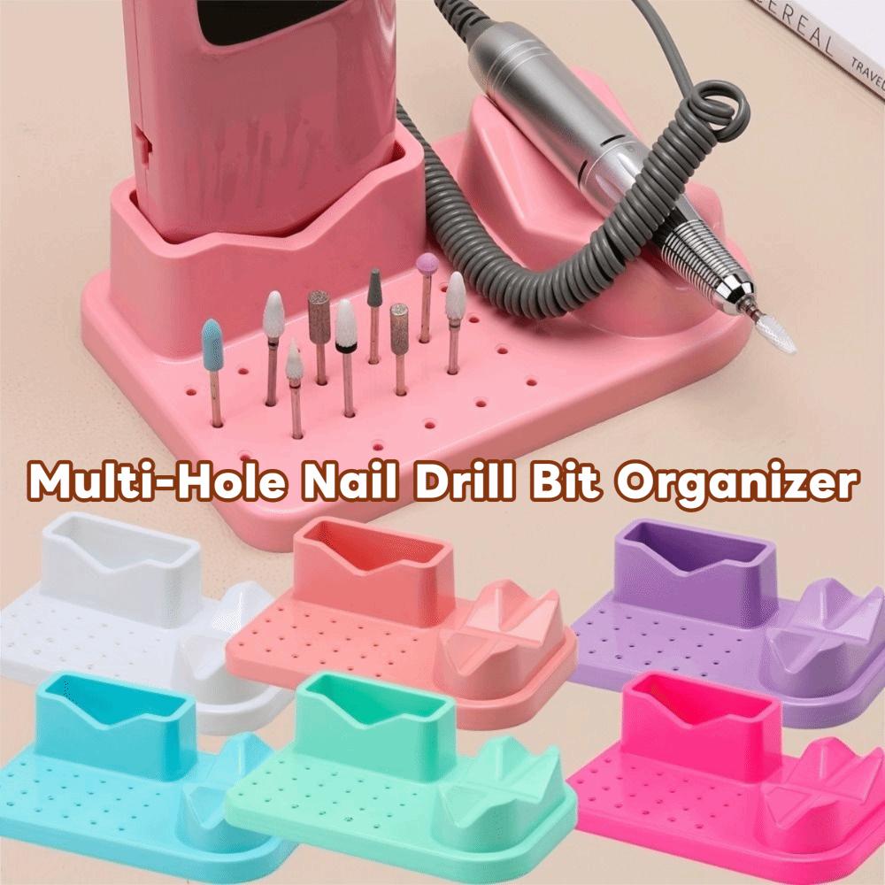 Grinder Rack Multi-Hole Nail Drill Bit Organizer for Home & Salon Use