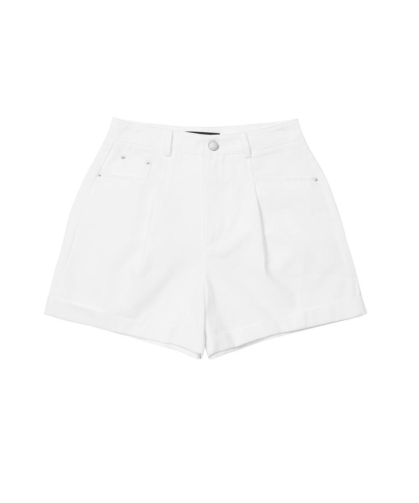 Ledeoli One-Pleat Pocket Chino Shorts [White]