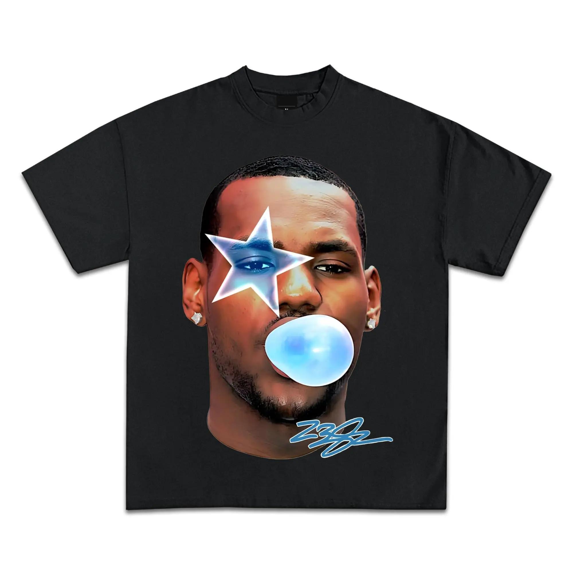 LeBron James  Star & Bubblegum 23 Signature  Vintage Oversized Black T-Shirt | Basketball Fan Unisex Streetwear Tee 4XL