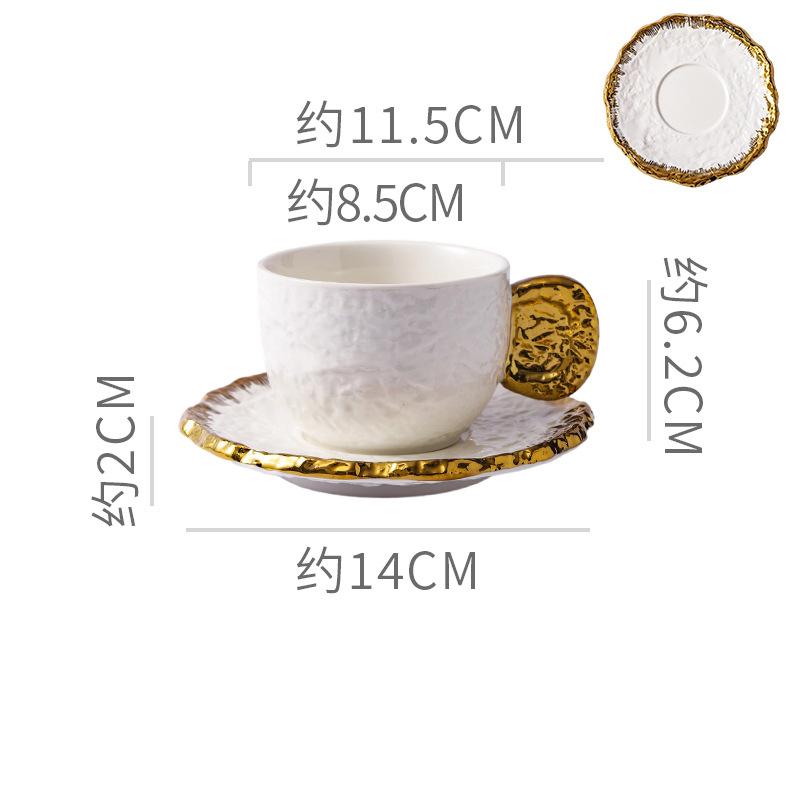 New Ceramic Embossed Coffee Cup and Saucer Black White Ceramic Latte Coffee Mug Exquisite Afternoon Tea Flower Tea Cup Milk Mug