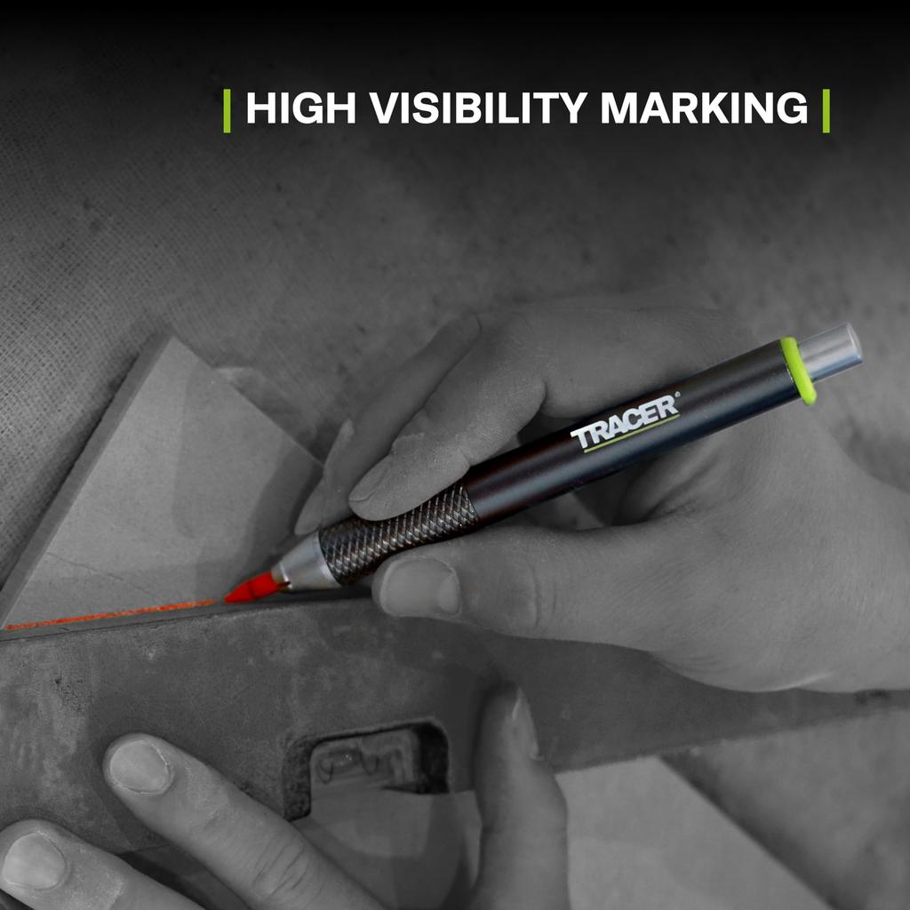 Tracer Pro Series Wytrzymała Metalowa Konstrukcja Aluminiowa Konstrukcja Zestaw do Znakowania z 6 Zapasowymi Opakowaniami Grafitu i Kaburą na Ołówek, Wszystko w Jednym