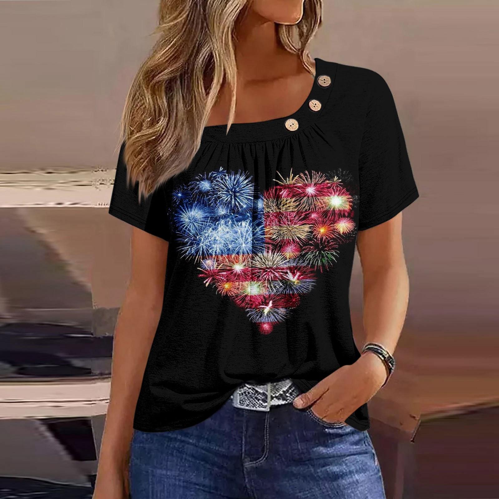 Женская повседневная футболка с короткими рукавами и v-образным вырезом с принтом — фото 3