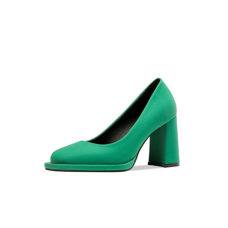 

Популярные весенне-осенние новые туфли для работы на толстом каблуке в британском стиле, с квадратным носком и неглубоким вырезом, туфли-лодочки на высоком каблуке, женская мода, одинарные туфли Мэри Джейн, женские 34 зелёный