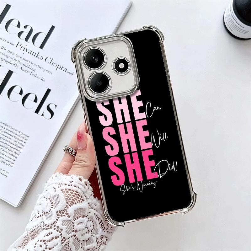 Girl Boss Lady Rosa Beschichtung Handyhülle Für Xiaomi Redmi Note 14 15 Pro Plus 13 12 11 11S 11T 10 9S 9 5G Anti-Fall Airbag Abdeckung