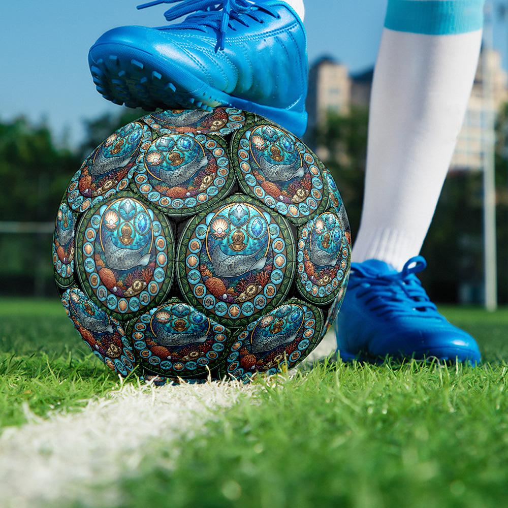 Ocean Life Mandala Round Football Size 5 Adult Ball Suitable for Training Matches and Outdoor Team.