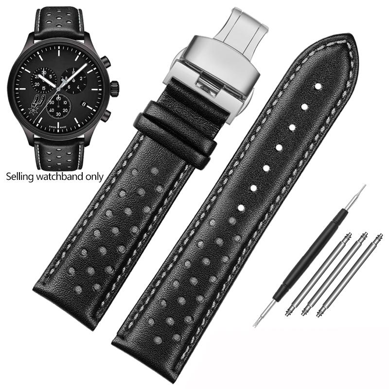 New Genuine Leather Watchband for Tissot 1853 Special T116 Strap T116617 Warriors Knights Lakers Band Heuer Men's 22mm Bracelet
