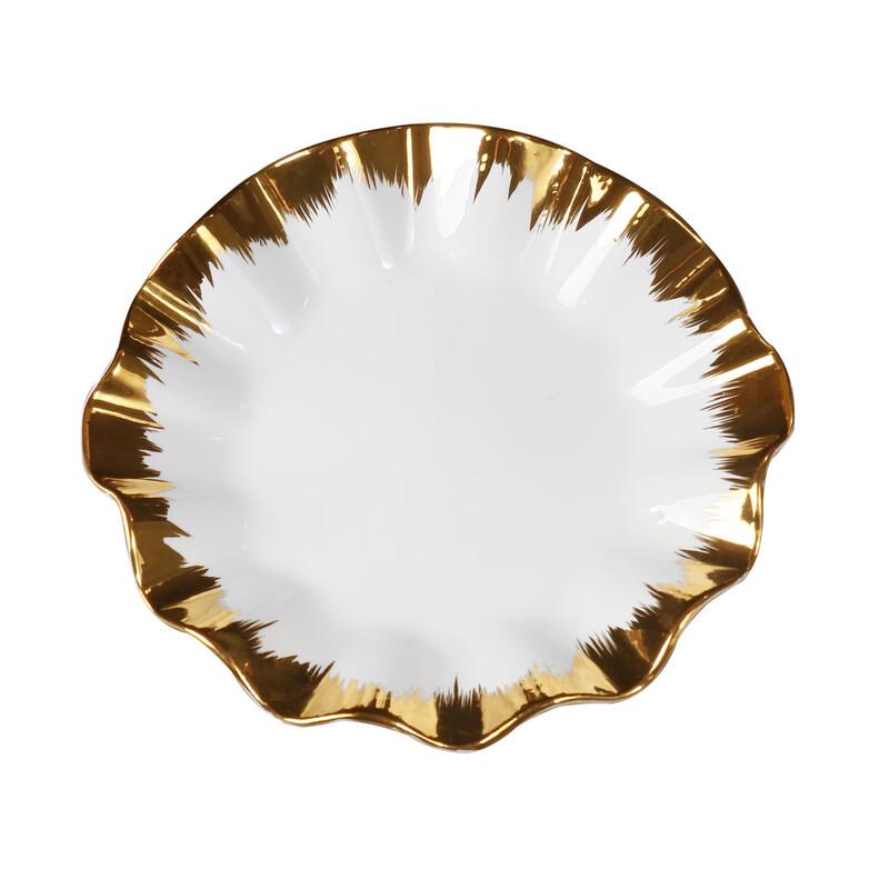 ZISIZ Goldrand Keramik Lotusblatt Speiseteller