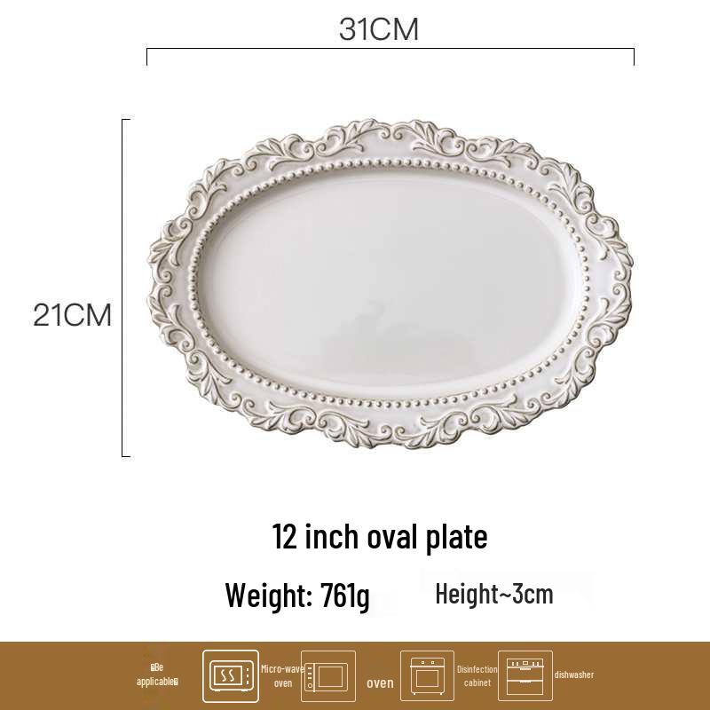 Ensemble de vaisselle en céramique style cour baroque: Vaisselle rétro européenne française avec assiettes à soupe, bols et assiettes plates