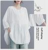 Summer 2025 Women's Plus Size Korean Style Slimming Seven-Sleeve Shirt
