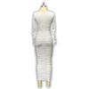 2024 Women's European & American Style Long-Sleeve Square Neck Slim-Fit Pleated Dress
