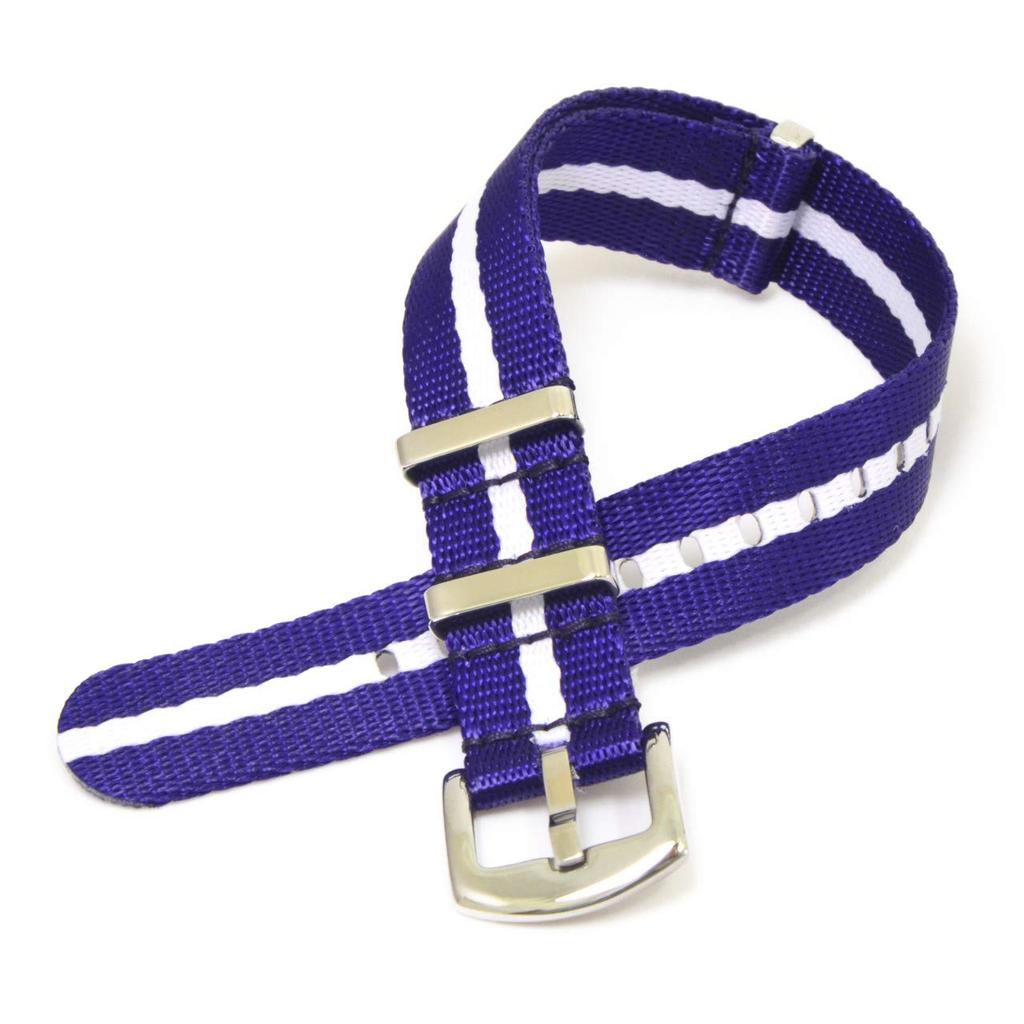 CASSIS Nylon Watch Strap TYPE NATO LX 18mm with Replacement Tool X1126CS1817018 Blue/White