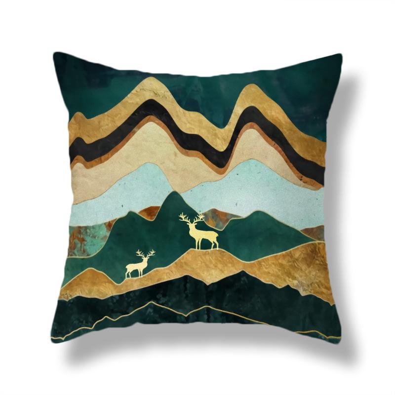 45X45CM Creative Hand-painted Natural Scenery Cushion Cover Sofa Office Seat Cushion Cover Creative Ornaments Home Decoration