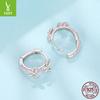 Romantic Pink Bow Ear Buckle Girl Sweet Girl Heart S925 Sterling Silver Earrings Earrings