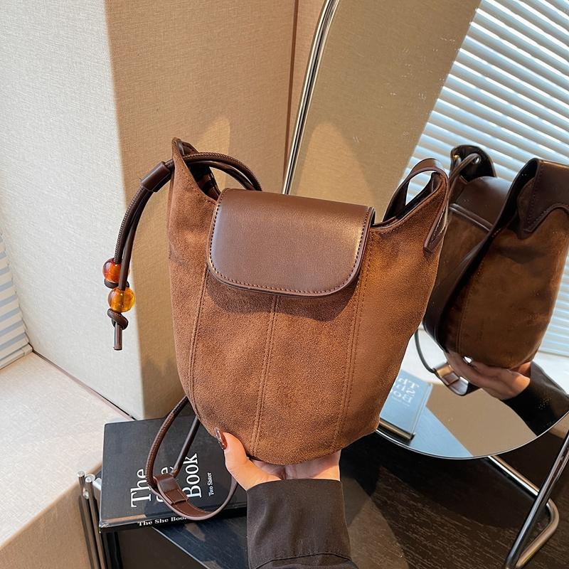 Women’s Suede Crossbody Bag Minimalist Design for Daily Casual Office Use Vintage Chic Style