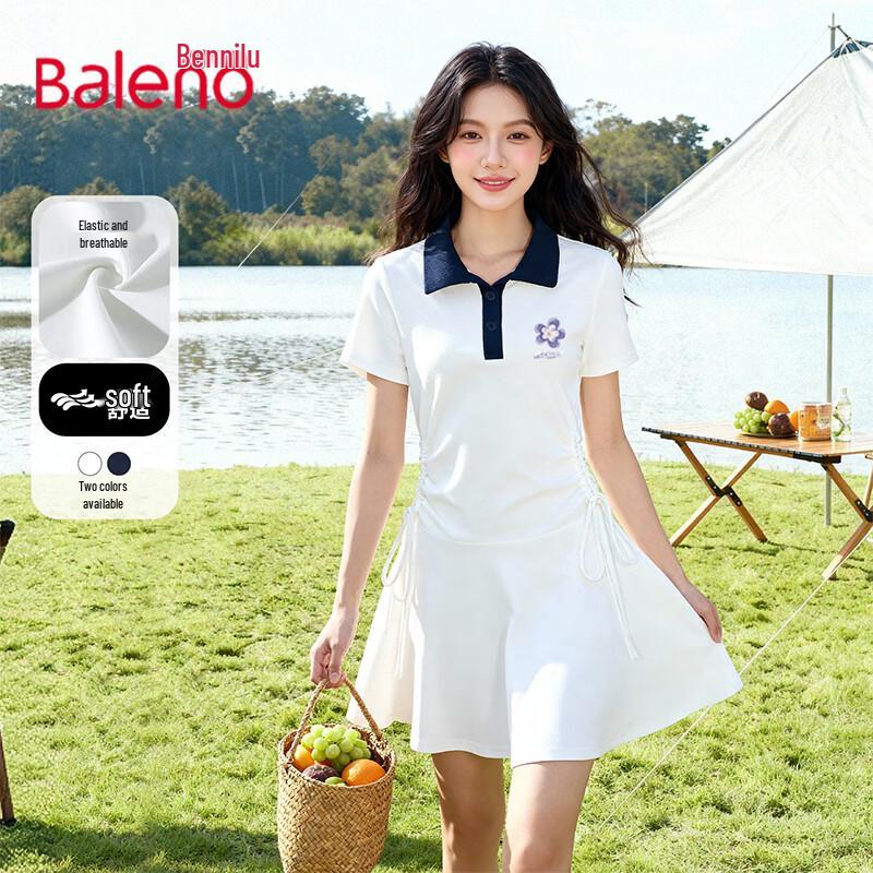 Baleno Women s Polo Collar Pleated A-line Dress S