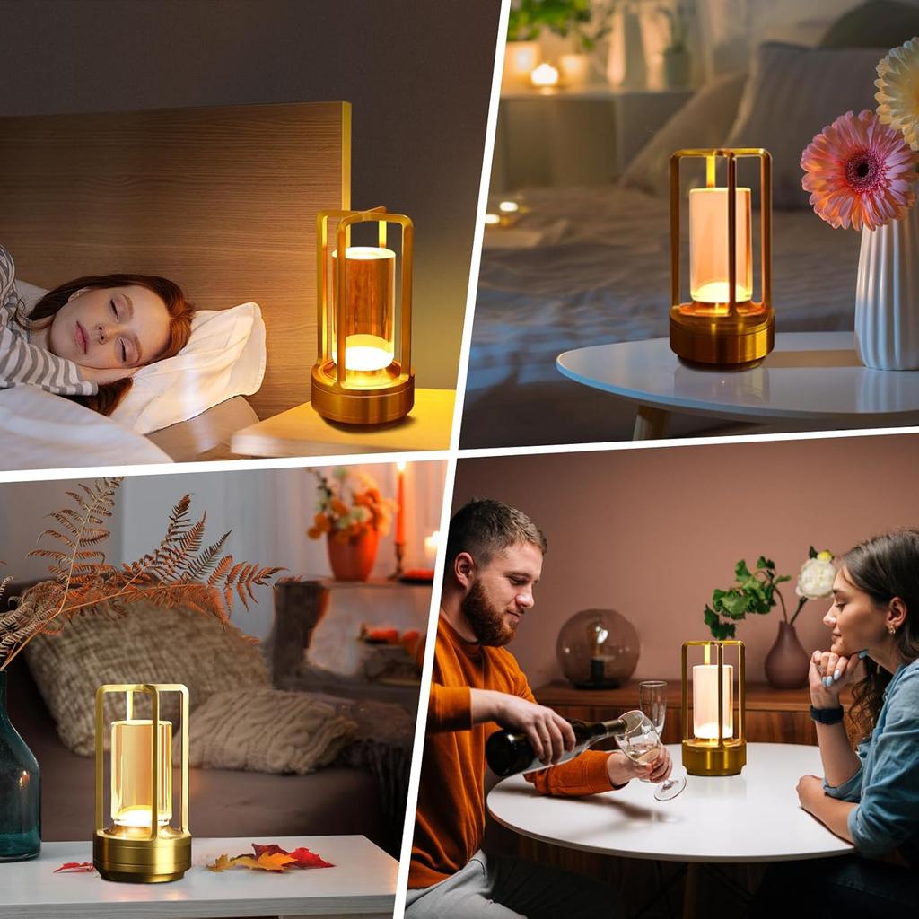 LED Wireless Crystal Lamp Rechargeable Touch Table Lamp Restaurant Decoration Atmosphere Night Light Camping Creative Lamp