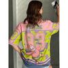 SpongeBob SquarePants No 93 Print T-shirts For Women Summer V-neck Sports Football Jerseys Oversized Couple Street Tops