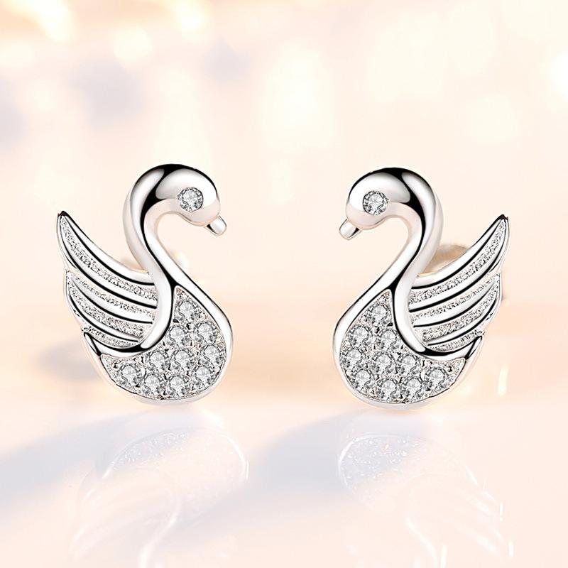 Womens Korean Fashion Anti-allergy 925 Silver Plated Simple Little Ear Stud Earrings Female Small Ear Jewelry Gifts