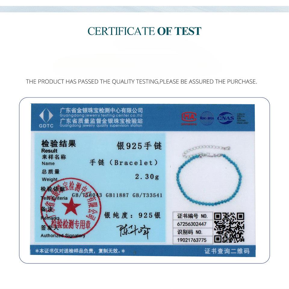 Blue Turquoise Bracelet Women'S, French Premium Sense Simple Diy Beaded Bracelet 925 Sterling Silver