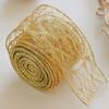 Transluzentes Polyesterband für Schleifen 2,5" x 2,2 Yards Gold Durchsichtig Weihnachtsbaumdekoration und Geschenkverpackung Verpackung, Netzstoff DIY Bastelarbeiten Floral